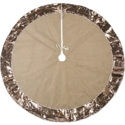 48 Inch And Smaller*Contemporary Home Living 48" Brown Round Christmas Tree Skirt With Champagne Sequin Border