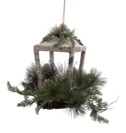 Candles & Holders*Melrose 20" Brown Rustic Finish Glittered Pine Cones And Jingle Bells Christmas Candle Lantern