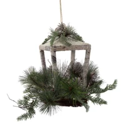 Candles & Holders*Melrose 20" Brown Rustic Finish Glittered Pine Cones And Jingle Bells Christmas Candle Lantern