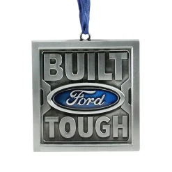 Northlight Transportation>3" Brushed Nickel Plated Built Ford Tough Christmas Ornament