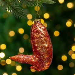 Northlight Food & Beverage>4" Buffalo Flat Chicken Wing Glass Christmas Ornament