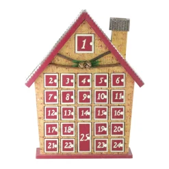 Advent Calendars*Northlight 15" Burgundy Advent Calendar House Tabletop Christmas Decoration