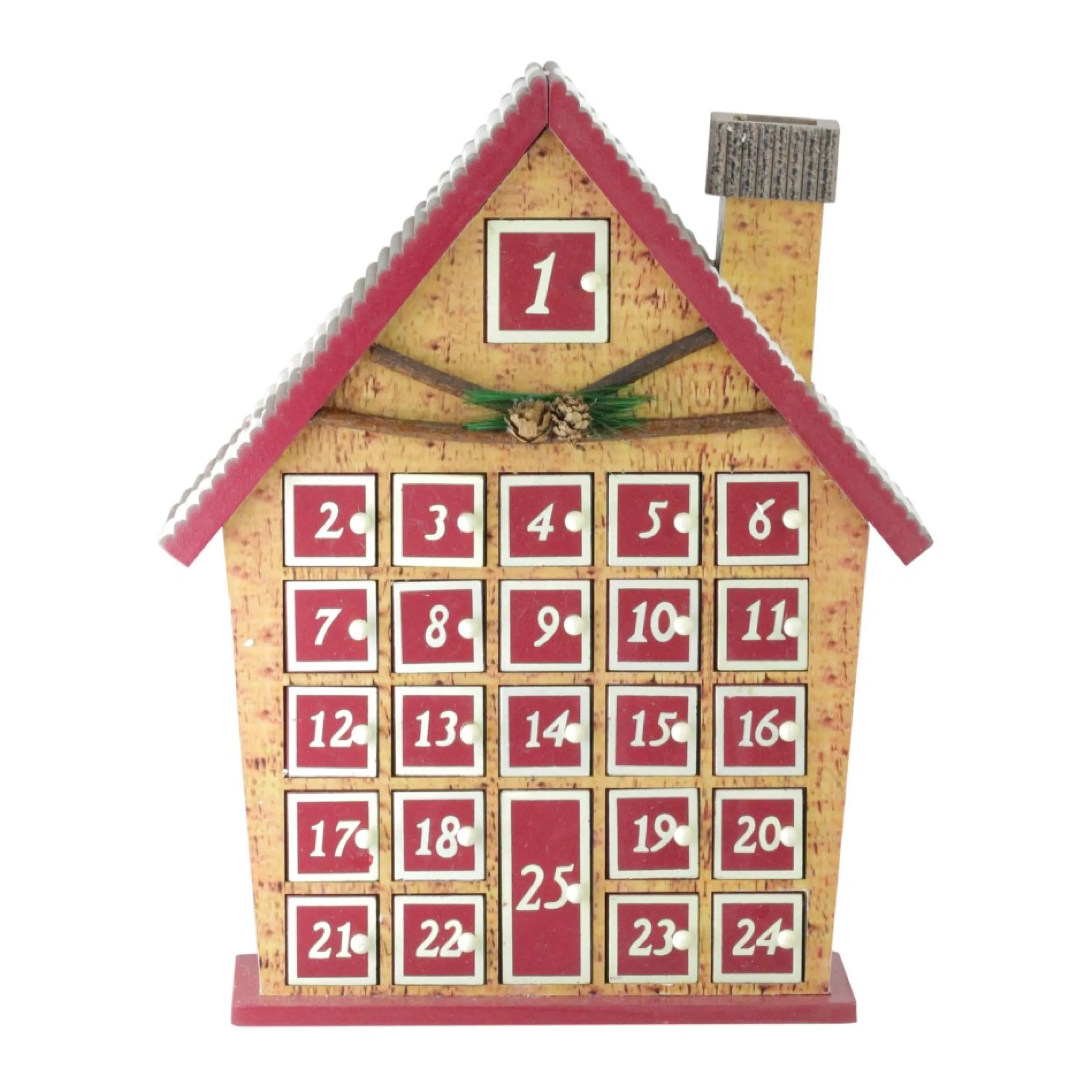 Advent Calendars*Northlight 15" Burgundy Advent Calendar House Tabletop Christmas Decoration