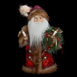 Santa Tree Toppers*KSA 10" Burgundy And Brown Santa Claus Lighted Christmas Tree Topper - Clear Lights