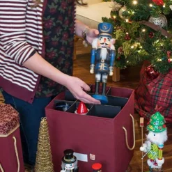 Northlight Ornament Storage>14" Burgundy And Gold Holiday Collectibles Storage Box