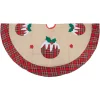 48 Inch And Smaller*Northlight 48" Burlap Plaid Tree Skirt With Christmas Puddings