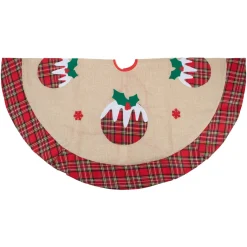 48 Inch And Smaller*Northlight 48" Burlap Plaid Tree Skirt With Christmas Puddings