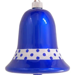 Christmas by Krebs Bells & Jingle Buddies>7" Candy Blue And White Shatterproof Christmas Bell Ornament