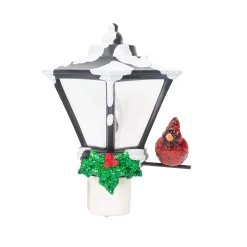 Roman 6" Cardinal On A Snow Covered Street Lamp Flickering Christmas Night Light