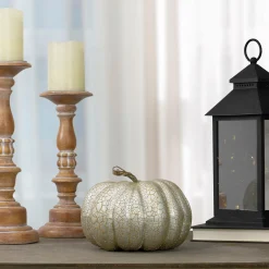 Northlight 9" Champagne Gold Crackled Fall Harvest Pumpkin Decoration