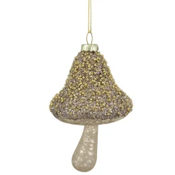 Northlight Garden & Floral>4.75" Champagne Gold Mushroom Glass Christmas Ornament