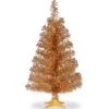 National Tree Company 3 And 3.5 Feet Tall>3' Champagne Gold Tinsel Artificial Christmas Tree, Unlit