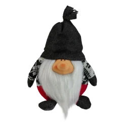Gnomes*Northlight 9.5" Charcoal Gray And Red Happy Smiling Gnome Christmas Tabletop Decor