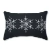 Pillows & Throws*Pillow Perfect 18.5" Charcoal Gray And White Embroidered Snowflakes Rectangular Throw Pillow