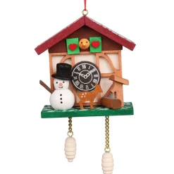 Alexander Taron Snowmen>4.5" Christian Ulbricht Cuckoo Clock Snowman Christmas Ornament