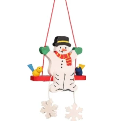 Alexander Taron Snowmen>3.5" Christian Ulbricht Snowman On A Swing Christmas Ornament