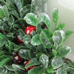 Candles & Holders*Northlight 6" Clear And Green Boxwood With Berry Tipped Christmas Hurricane Pillar Candle Holder