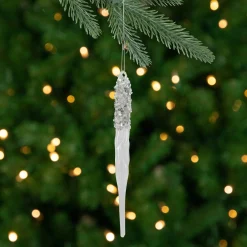 Northlight Icicles>9" Clear Glass Sequined And Beaded Icicle Christmas Ornament