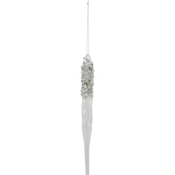 Northlight Icicles>9" Clear Glass Sequined And Beaded Icicle Christmas Ornament