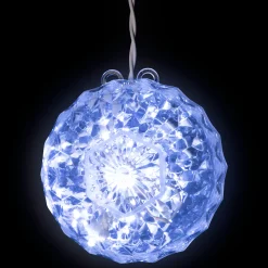Northlight 6" Clear Led Hanging Christmas Crystal Sphere Decor