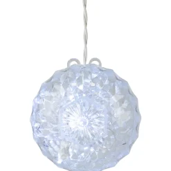 Northlight 6" Clear Led Hanging Christmas Crystal Sphere Decor