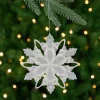 Northlight Snowflakes>5.5" Clear Snowflake With White Design Christmas Ornament