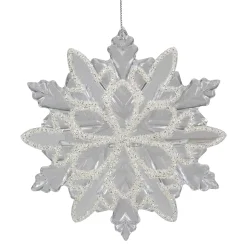 Northlight Snowflakes>5.5" Clear Snowflake With White Design Christmas Ornament