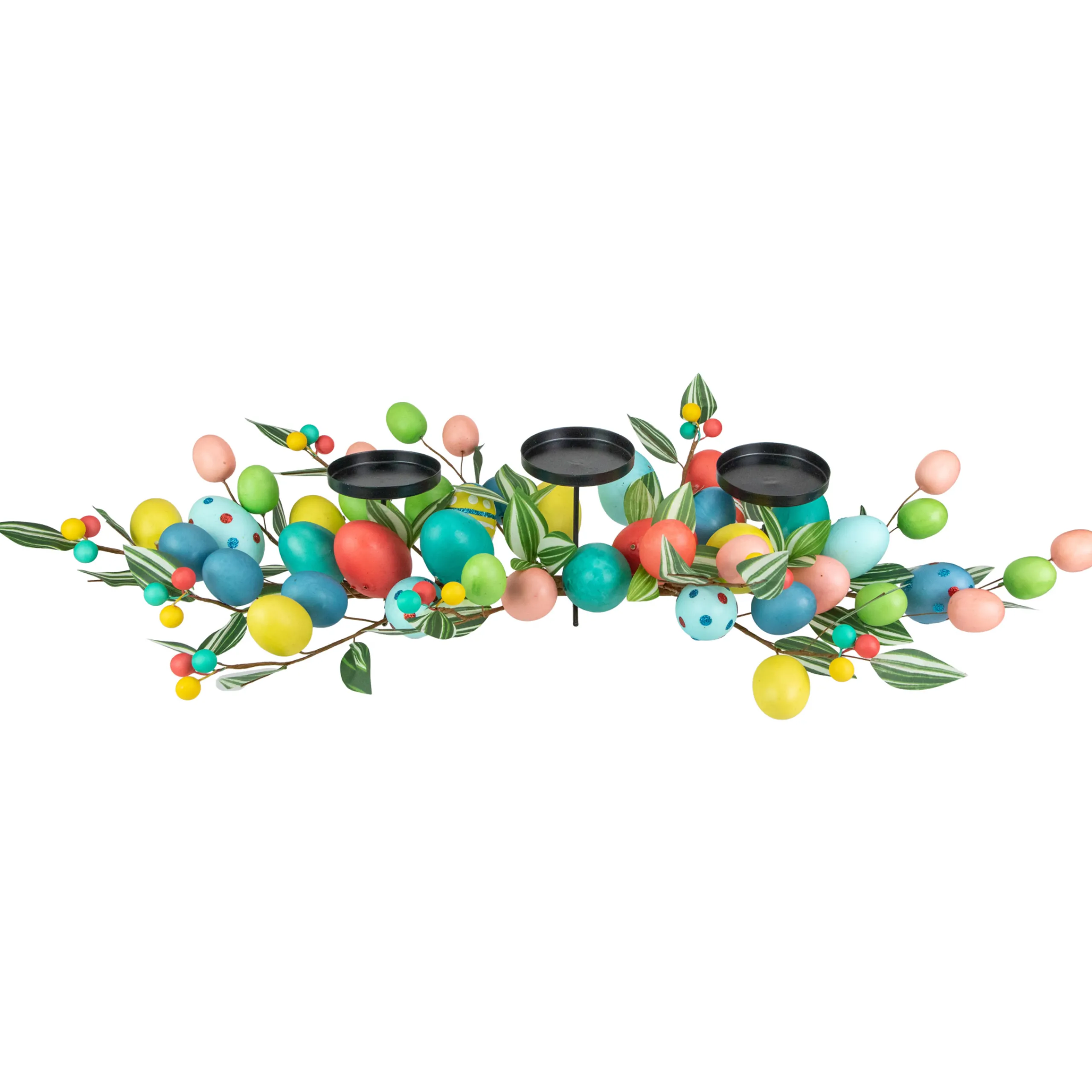 Northlight 32" Colorful Easter Egg Pillar Candle Holder Centerpiece