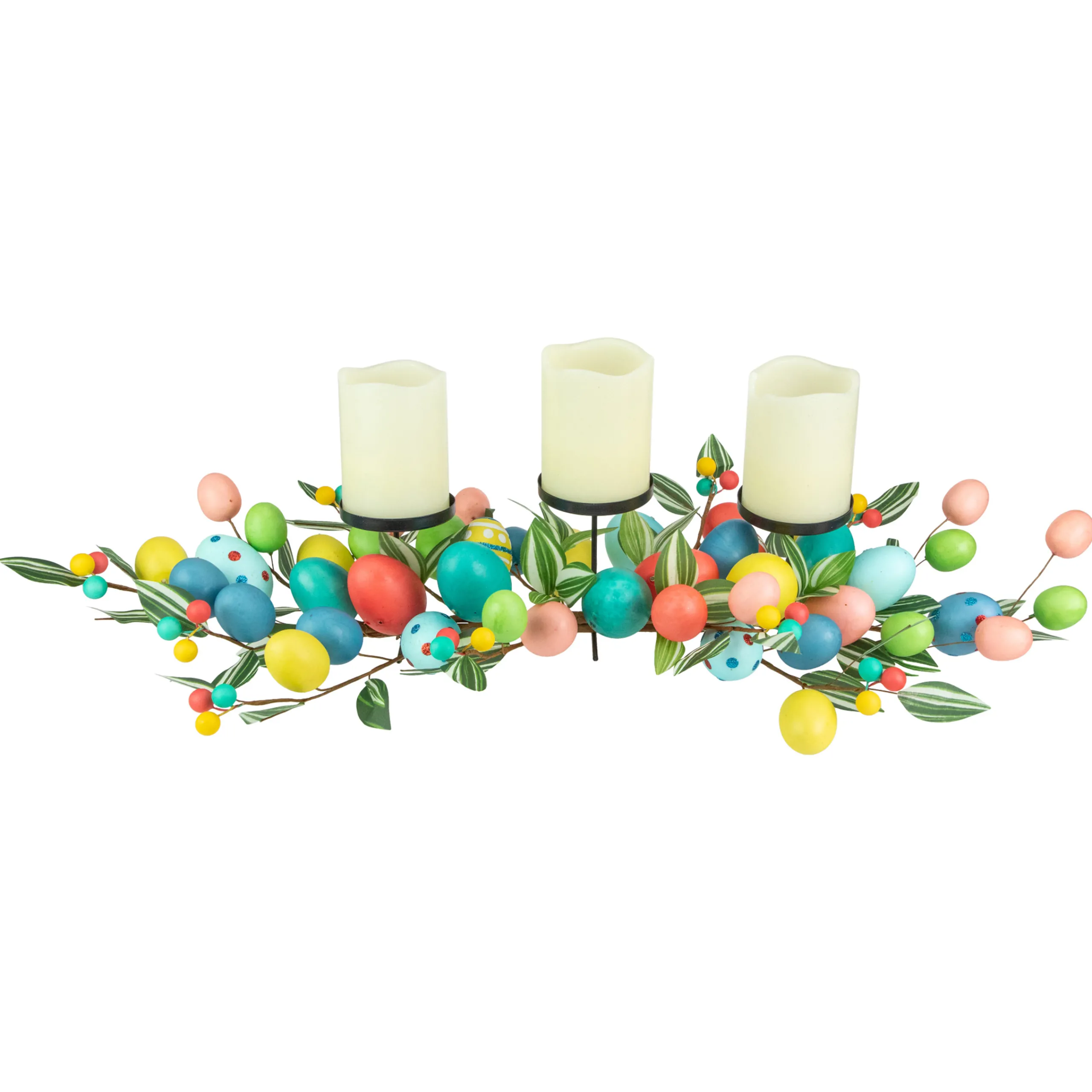Northlight 32" Colorful Easter Egg Pillar Candle Holder Centerpiece