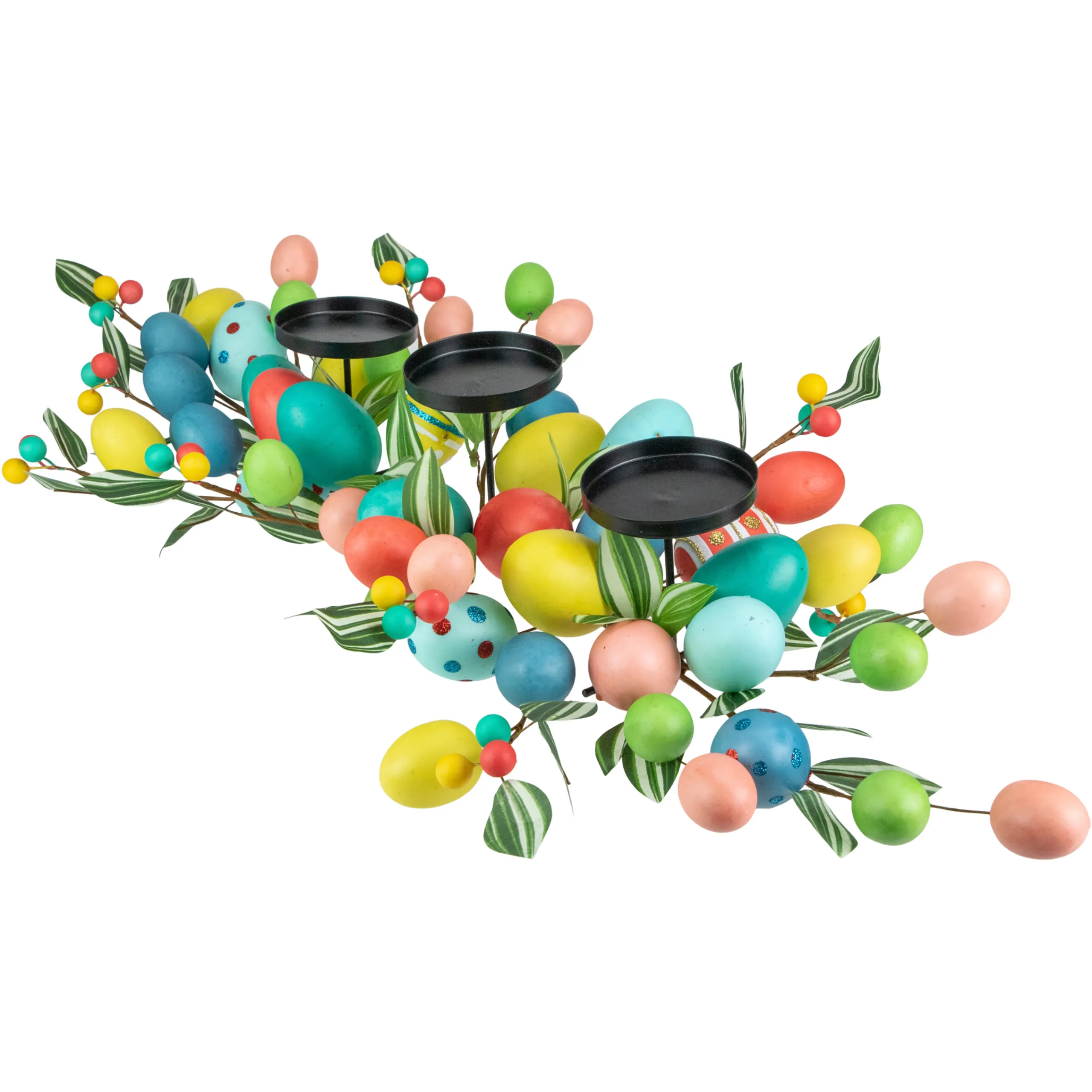 Northlight 32" Colorful Easter Egg Pillar Candle Holder Centerpiece