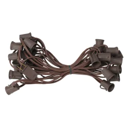 Northlight 25' Commercial C9 Christmas Light Socket Set - 12" Spacing 18 Gauge Brown Wire
