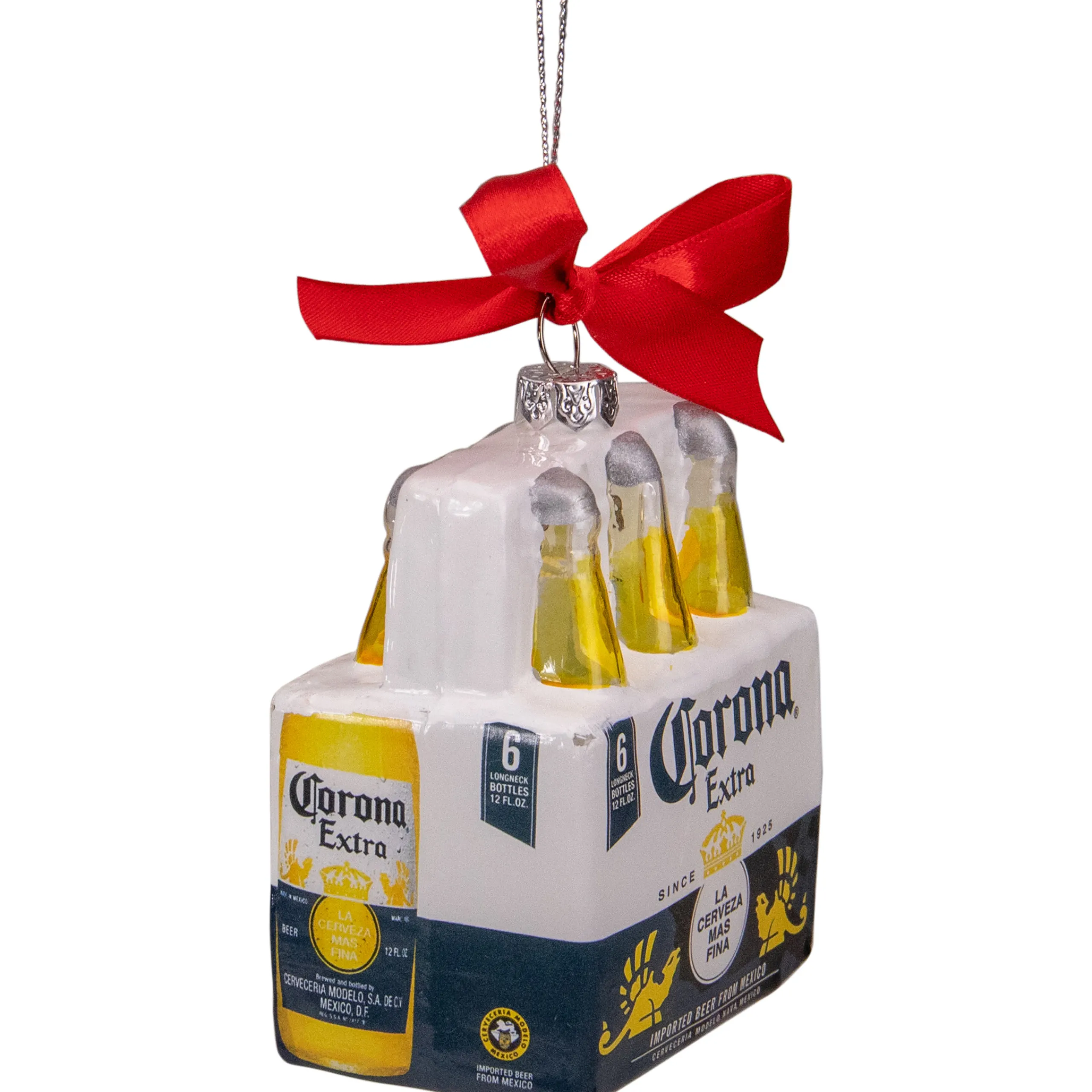 Northlight Food & Beverage>3.25" Corona Six Pack Glass Christmas Ornament