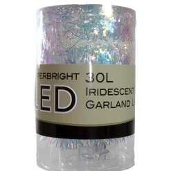 KSA 30 Count Battery Operated Warm White Led Tinsel Christmas Lights, 2 Ft Silver Wire