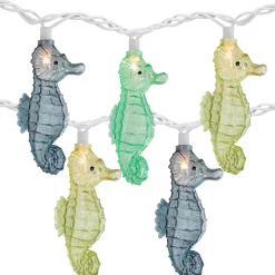 Dennis East 10 Count Blue And Green Seahorse Novelty String Lights, 6.5 Ft White Wire