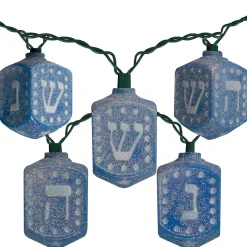 Kurt Adler 10 Count Blue Hanukkah Dreidel Novelty Light Set-Incandescent Lights