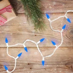 Northlight 70 Count Blue Led C6 Faceted Christmas Lights, 22.5 Ft White Wire