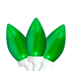 Northlight 25 Count Green Led C9 Christmas Lights, 16 Ft White Wire