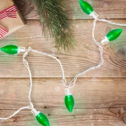 Northlight 25 Count Green Led C9 Christmas Lights, 16 Ft White Wire