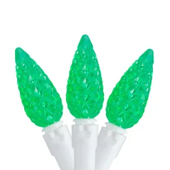 Northlight 70 Count Green Led C6 Faceted Christmas Lights, 22.5 Ft White Wire