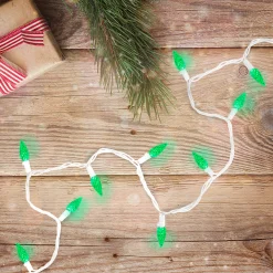 Northlight 70 Count Green Led C6 Faceted Christmas Lights, 22.5 Ft White Wire