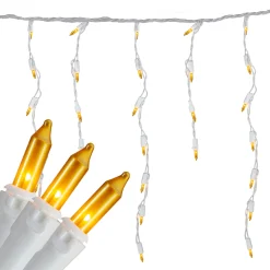 Northlight 100 Count Opaque Gold Mini Icicle Christmas Lights - 3.5 Ft White Wire