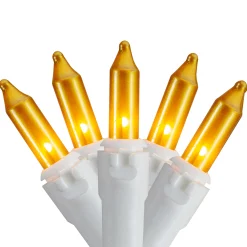 Northlight 100 Count Opaque Gold Mini Icicle Christmas Lights - 3.5 Ft White Wire