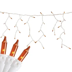 Northlight 100 Count Orange Mini Icicle Christmas Lights - 3.5 Ft White Wire