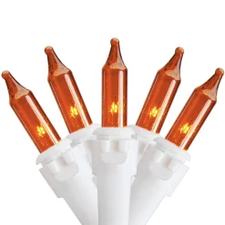Northlight 100 Count Orange Mini Icicle Christmas Lights - 3.5 Ft White Wire
