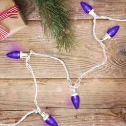 Northlight 25 Count Purple Led C7 Christmas Lights, 16 Ft White Wire