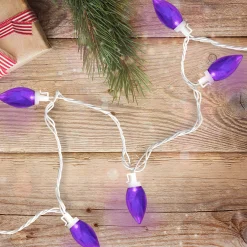 Northlight 25 Count Purple Led C9 Christmas Lights, 16 Ft White Wire