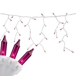 Northlight 100 Count Purple Mini Icicle Christmas Lights - 3.5 Ft White Wire