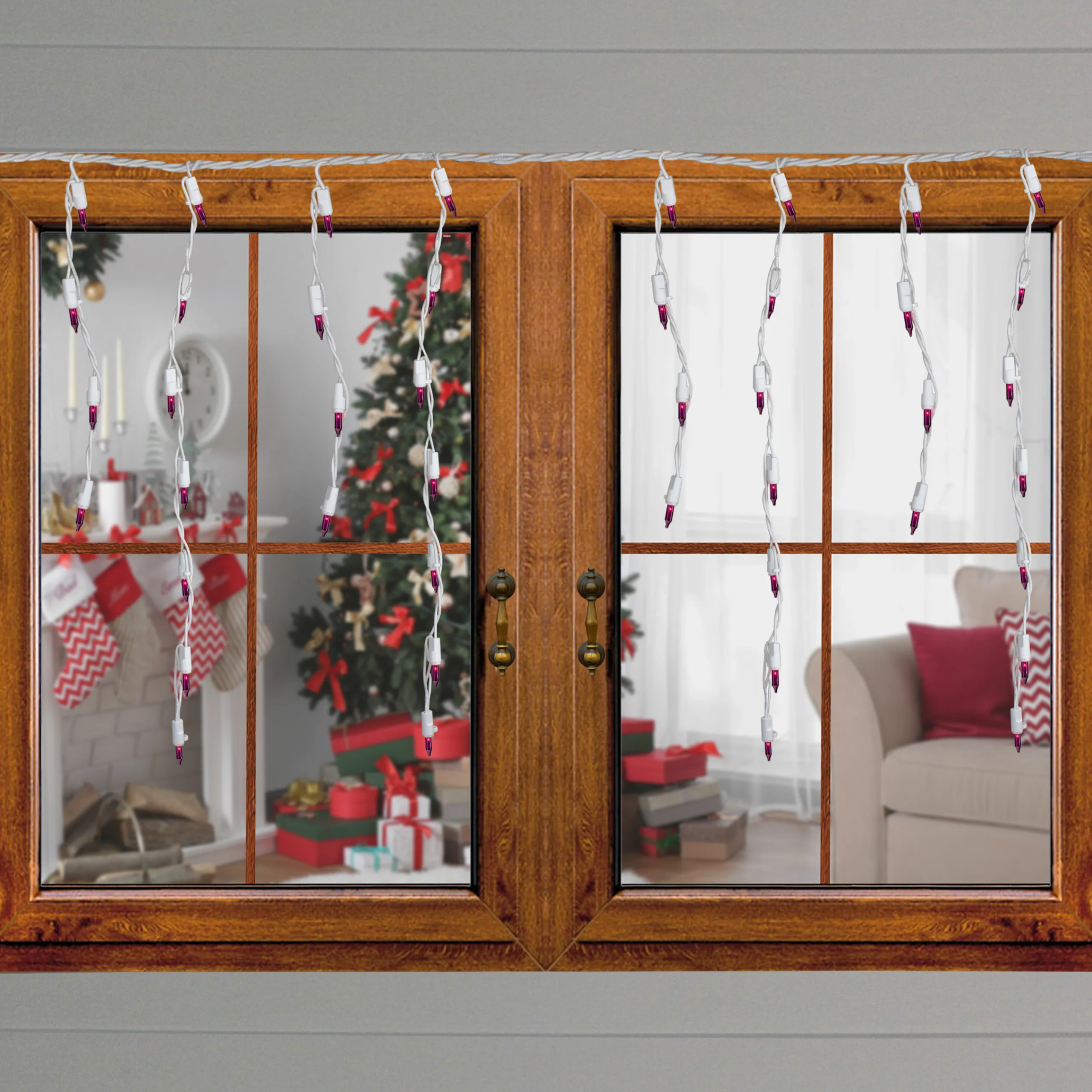 Northlight 100 Count Purple Mini Icicle Christmas Lights - 3.5 Ft White Wire