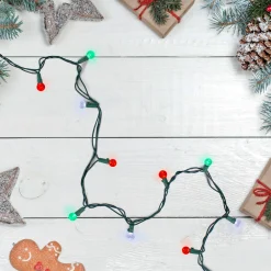 Northlight 50 Count Red, Green And White Led G12 Berry Christmas Lights, 15.9 Ft Green Wire