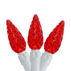 Northlight 70 Count Red Led C6 Faceted Christmas Lights, 22.5 Ft White Wire